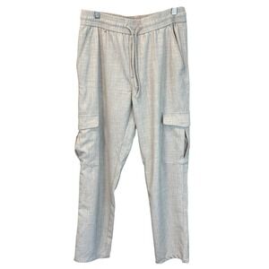 Denim & Flower Men's Beige Crosshatch Fabric Cargo Pants Size Medium